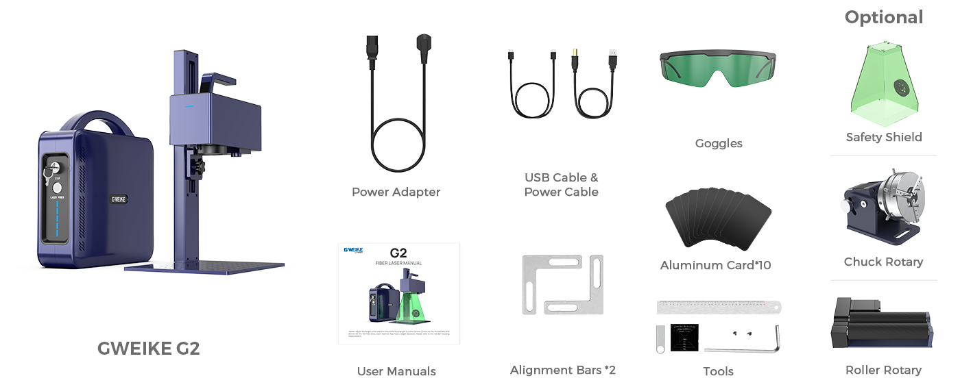 G2 20W 金属&プラスチック用ファイバーレーザー彫刻機 – gweike cloud