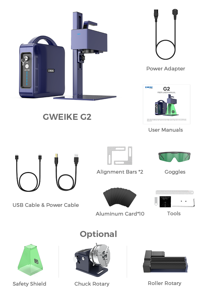 G2 20W 金属&プラスチック用ファイバーレーザー彫刻機 – gweike cloud